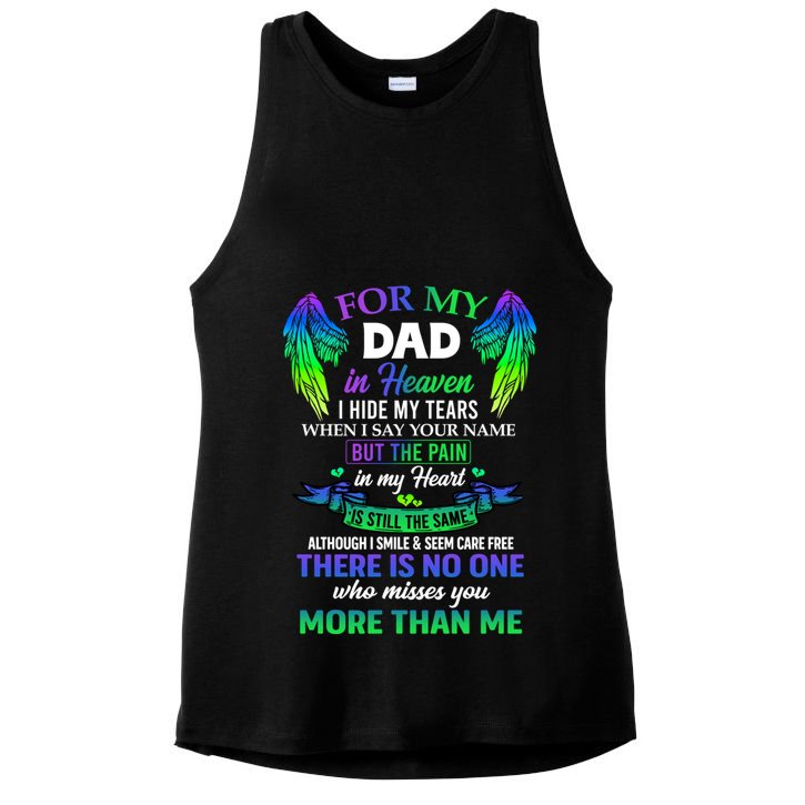 For My Dad In Heaven Touching Tribute For Passed Away Father Gift Ladies PosiCharge Tri-Blend Wicking Tank