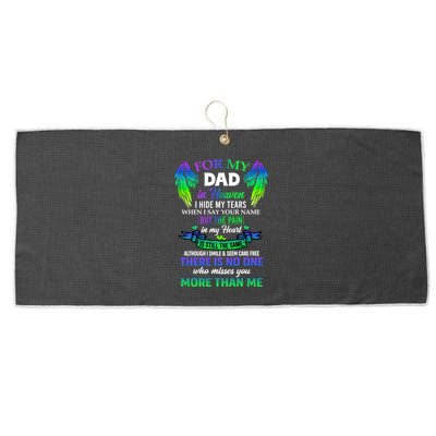 For My Dad In Heaven Touching Tribute For Passed Away Father Gift Large Microfiber Waffle Golf Towel