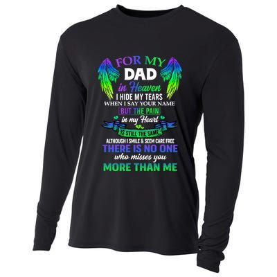 For My Dad In Heaven Touching Tribute For Passed Away Father Gift Cooling Performance Long Sleeve Crew
