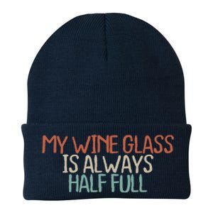 Funny Mom Dad My Wine Glass Is Always Half Full Knit Cap Winter Beanie