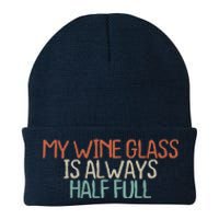 Funny Mom Dad My Wine Glass Is Always Half Full Knit Cap Winter Beanie