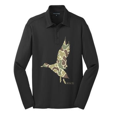 Flying Mallard Duck Camouflage Camo Duck Hunting Camo Hunter Silk Touch Performance Long Sleeve Polo