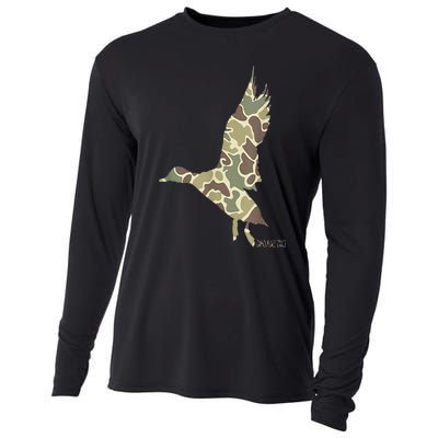 Flying Mallard Duck Camouflage Camo Duck Hunting Camo Hunter Cooling Performance Long Sleeve Crew