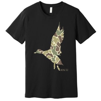 Flying Mallard Duck Camouflage Camo Duck Hunting Camo Hunter Premium T-Shirt