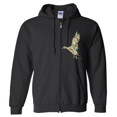 Flying Mallard Duck Camouflage Camo Duck Hunting Camo Hunter Full Zip Hoodie