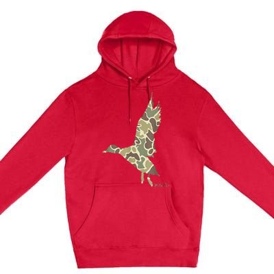 Flying Mallard Duck Camouflage Camo Duck Hunting Camo Hunter Premium Pullover Hoodie