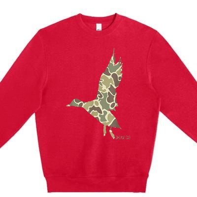 Flying Mallard Duck Camouflage Camo Duck Hunting Camo Hunter Premium Crewneck Sweatshirt