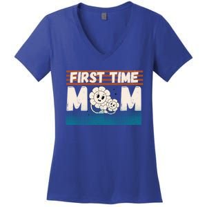 First MotherS Day New Mom Firsttime Mom Blooming Flower Meaningful Gift Women's V-Neck T-Shirt