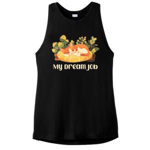 Funny My Dream Job Sleeping Cat Ladies PosiCharge Tri-Blend Wicking Tank