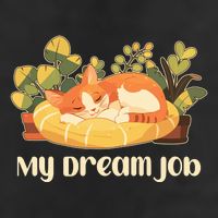 Funny My Dream Job Sleeping Cat 7 Panel Mesh Trucker Snapback Hat