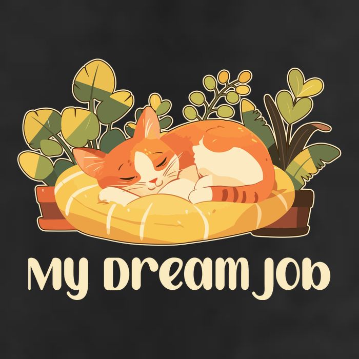 Funny My Dream Job Sleeping Cat 7 Panel Mesh Trucker Snapback Hat