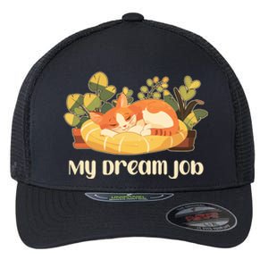 Funny My Dream Job Sleeping Cat Flexfit Unipanel Trucker Cap