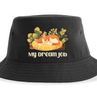Funny My Dream Job Sleeping Cat Sustainable Bucket Hat