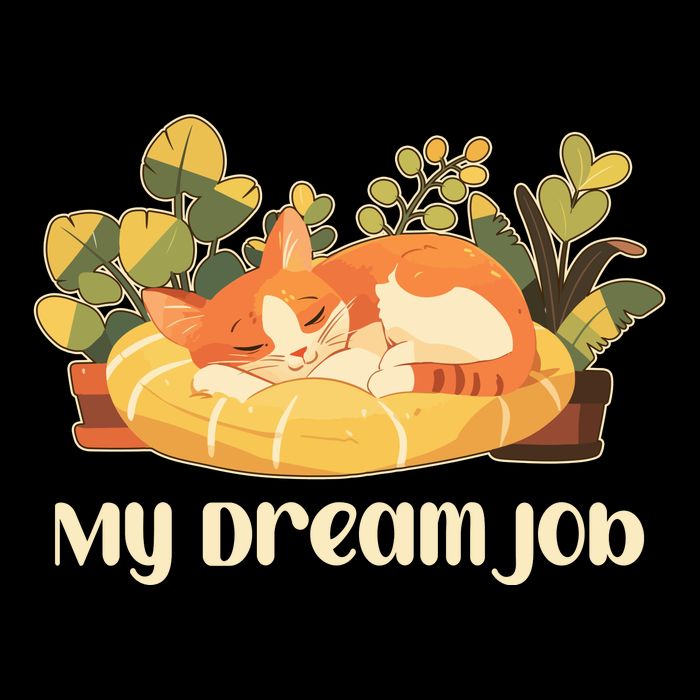 Funny My Dream Job Sleeping Cat Drawstring Bag