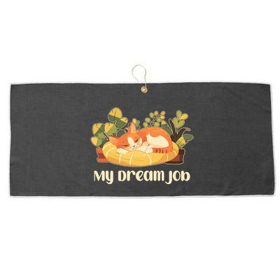 Funny My Dream Job Sleeping Cat Large Microfiber Waffle Golf Towel