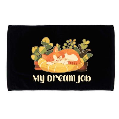 Funny My Dream Job Sleeping Cat Microfiber Hand Towel