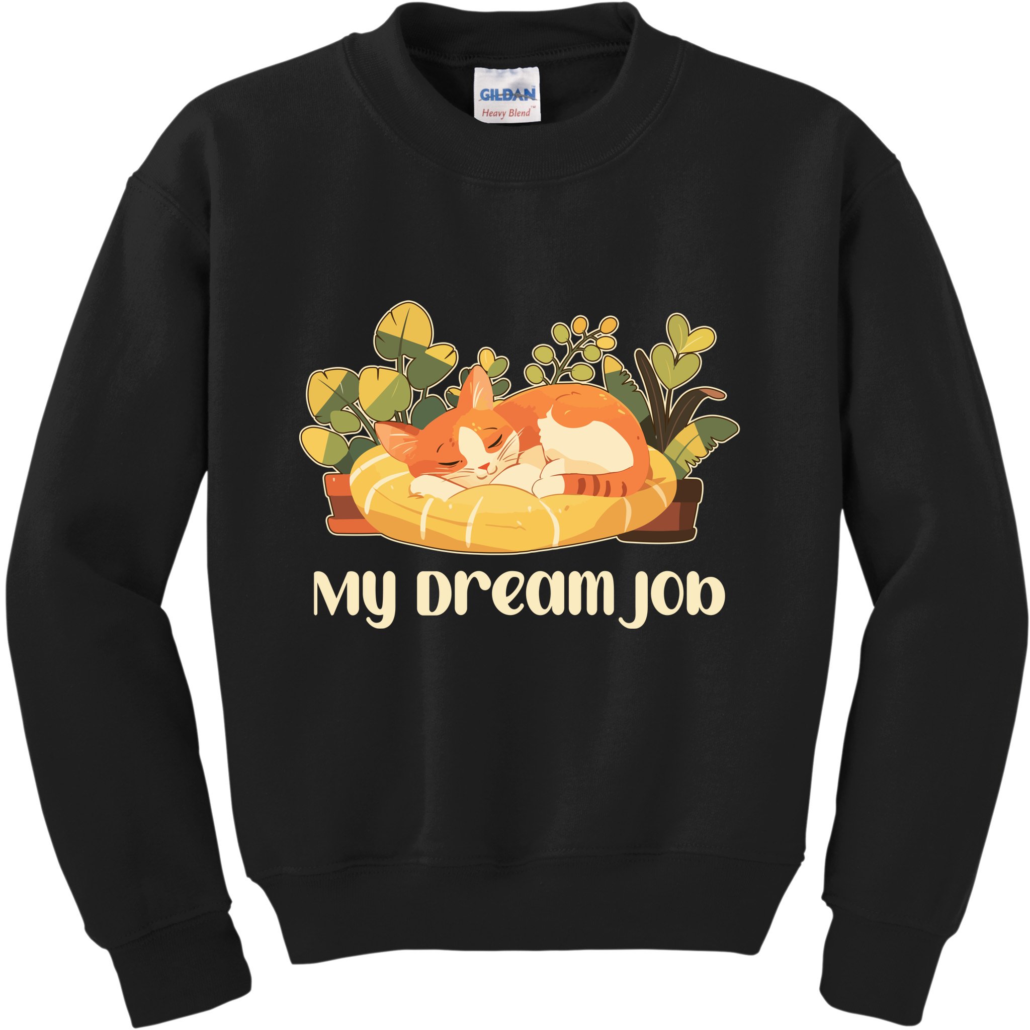 Funny My Dream Job Sleeping Cat Kids Sweatshirt
