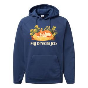 Funny My Dream Job Sleeping Cat Performance Fleece Hoodie