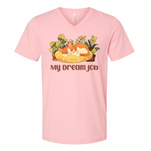 Funny My Dream Job Sleeping Cat V-Neck T-Shirt