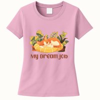 Funny My Dream Job Sleeping Cat Womens T-Shirt