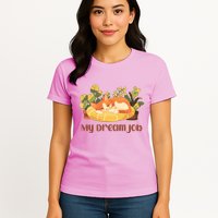 Funny My Dream Job Sleeping Cat Womens T-Shirt