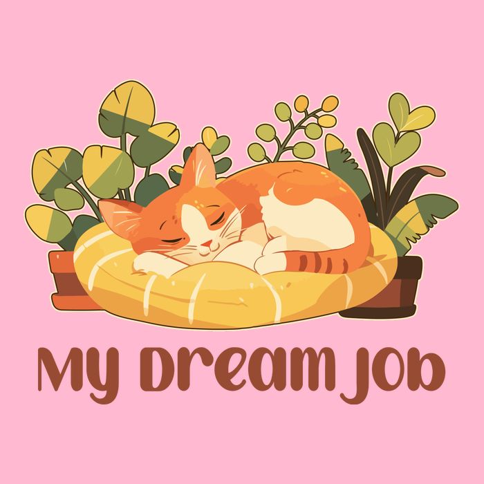 Funny My Dream Job Sleeping Cat Womens T-Shirt