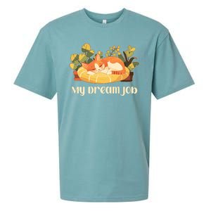 Funny My Dream Job Sleeping Cat Sueded Cloud Jersey T-Shirt