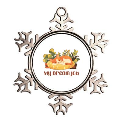 Funny My Dream Job Sleeping Cat Metallic Star Ornament