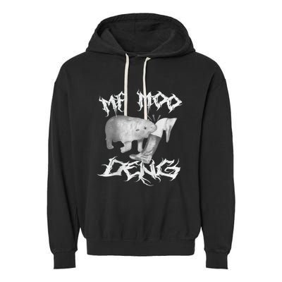 Funny Moo Deng (Metal) Garment-Dyed Fleece Hoodie