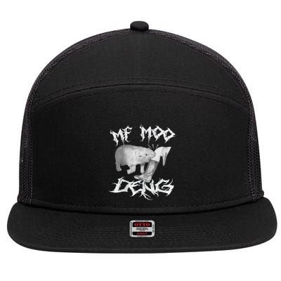 Funny Moo Deng (Metal) 7 Panel Mesh Trucker Snapback Hat