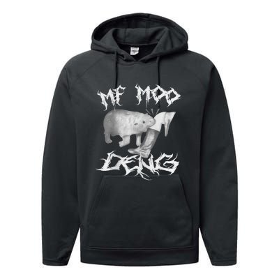 Funny Moo Deng (Metal) Performance Fleece Hoodie