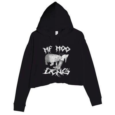 Funny Moo Deng (Metal) Crop Fleece Hoodie
