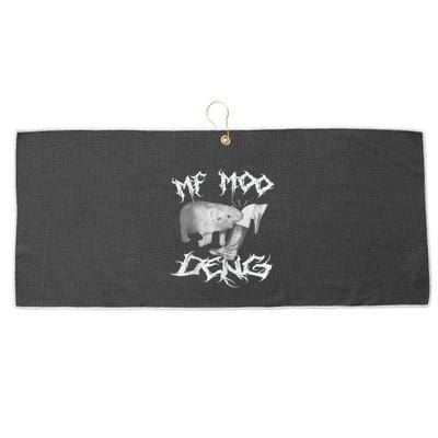 Funny Moo Deng (Metal) Large Microfiber Waffle Golf Towel