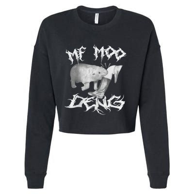 Funny Moo Deng (Metal) Cropped Pullover Crew