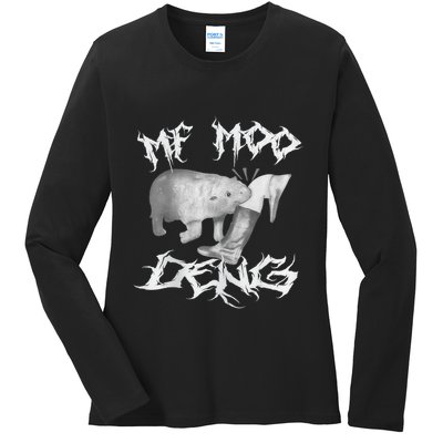 Funny Moo Deng (Metal) Ladies Long Sleeve Shirt