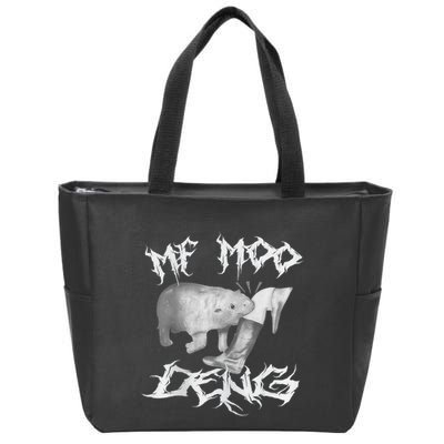 Funny Moo Deng (Metal) Zip Tote Bag