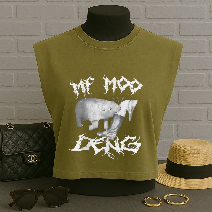 Funny Moo Deng (Metal) Garment-Dyed Women's Muscle Tee