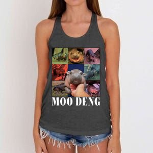 Funny Moo Deng Baby Pygmy Hippo Cute Zoo For Family Women's Knotted Racerback Tank