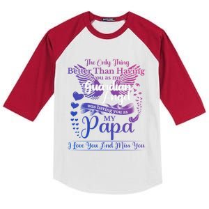 For My Dad In Heaven I Love You Miss You Memorial Day Gift Kids Colorblock Raglan Jersey