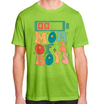 Funny Mothers Day Mom Of 2 Outfit From Son Groovy Women Adult ChromaSoft Performance T-Shirt