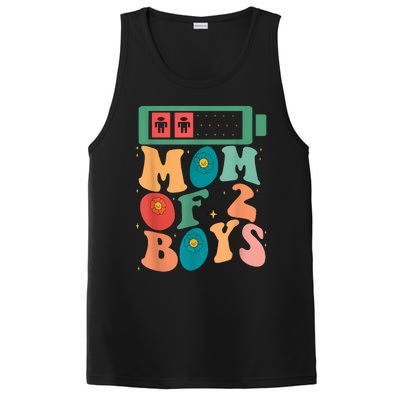 Funny Mothers Day Mom Of 2 Outfit From Son Groovy Women PosiCharge Competitor Tank