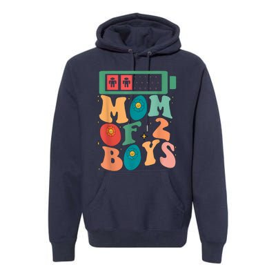 Funny Mothers Day Mom Of 2 Outfit From Son Groovy Women Premium Hoodie