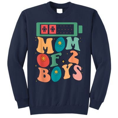 Funny Mothers Day Mom Of 2 Outfit From Son Groovy Women Tall Sweatshirt