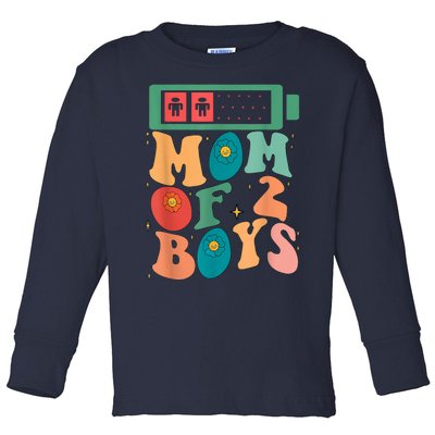 Funny Mothers Day Mom Of 2 Outfit From Son Groovy Women Toddler Long Sleeve Shirt