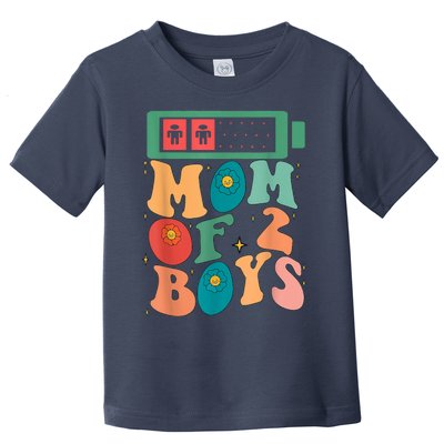 Funny Mothers Day Mom Of 2 Outfit From Son Groovy Women Toddler T-Shirt