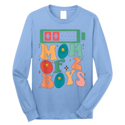 Funny Mothers Day Mom Of 2 Outfit From Son Groovy Women Long Sleeve Shirt