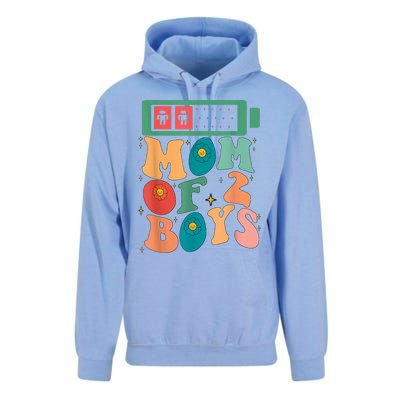 Funny Mothers Day Mom Of 2 Outfit From Son Groovy Women Unisex Surf Hoodie