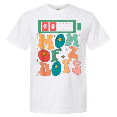 Funny Mothers Day Mom Of 2 Outfit From Son Groovy Women Garment-Dyed Heavyweight T-Shirt