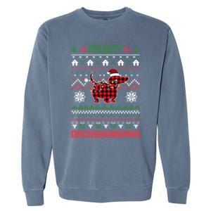 Funny Merry Dachshundmas Ugly Christmas Sweater Dachshund Gift Garment-Dyed Sweatshirt