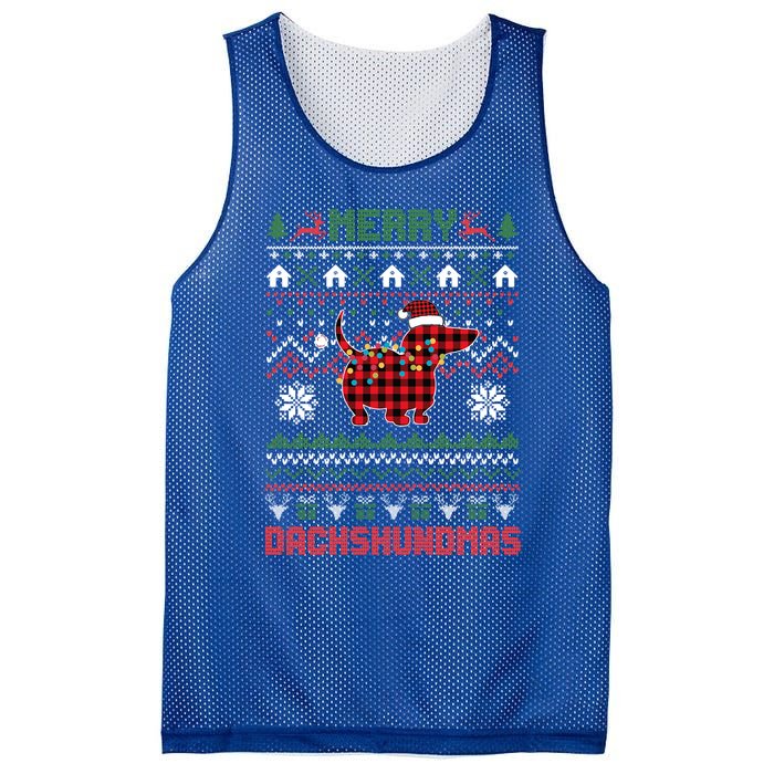 Funny Merry Dachshundmas Ugly Christmas Sweater Dachshund Gift Mesh Reversible Basketball Jersey Tank